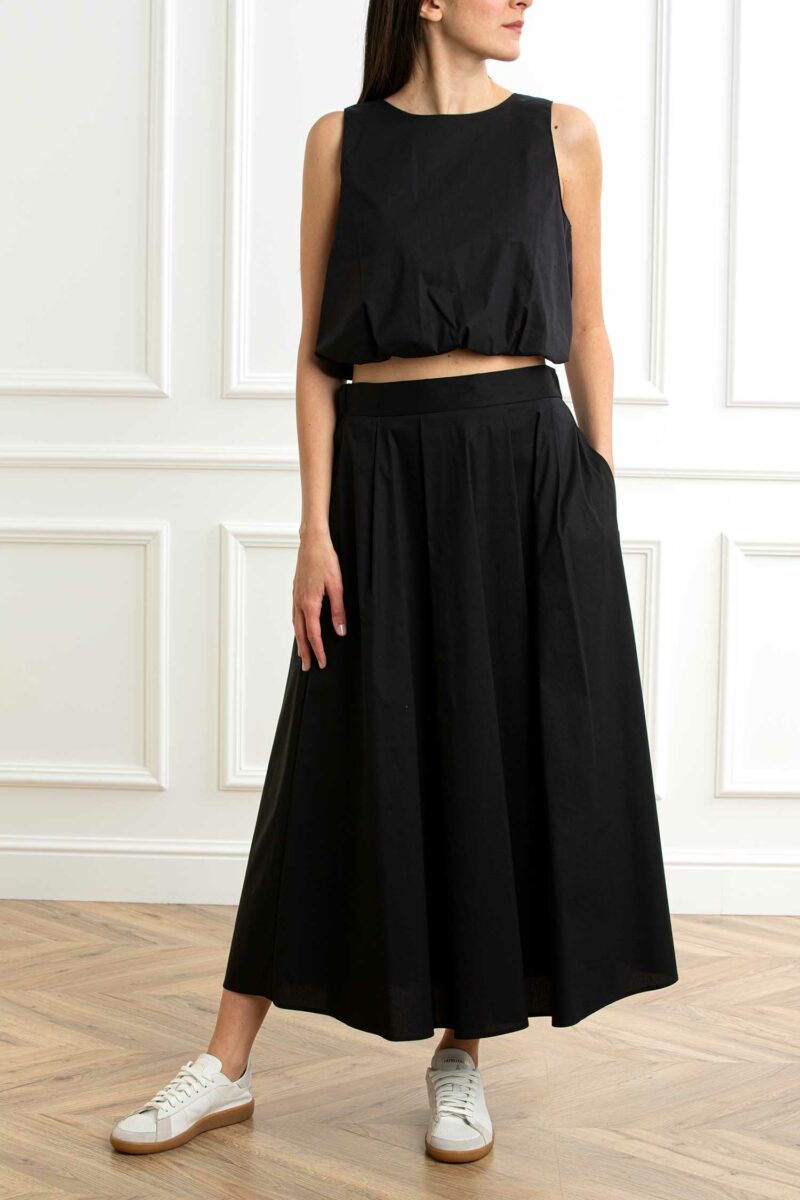 EMME MARELLA-TOP IN COTONE-EMCHIATTA NERO 44