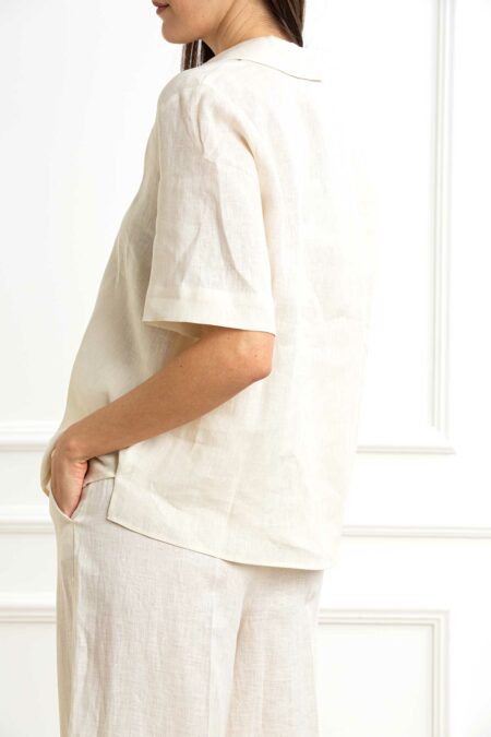 EMME MARELLA-CAMICIA LINO MEZZA MANICA-EMNAVE52P BURRO 44