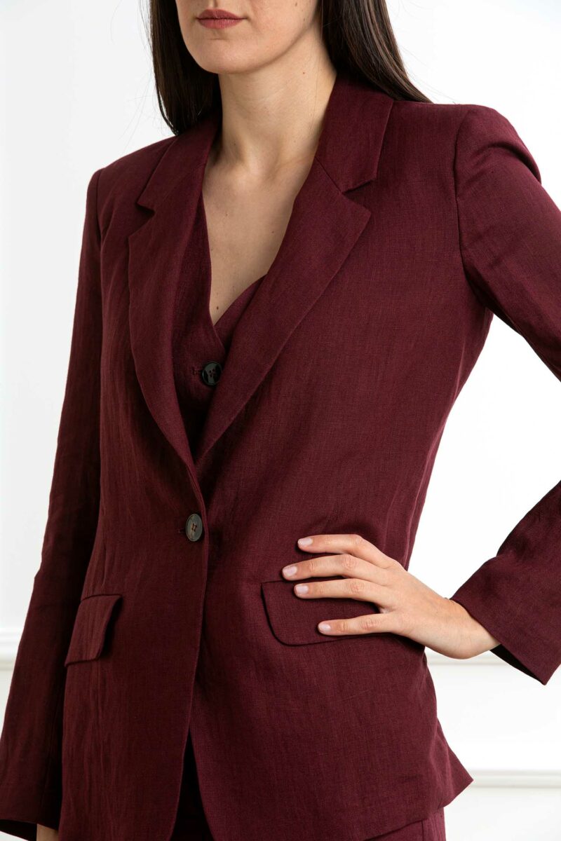 EMME MARELLA-GIACCA TELA PURO LINO LAVATA-EMORATA BORDEAUX 46