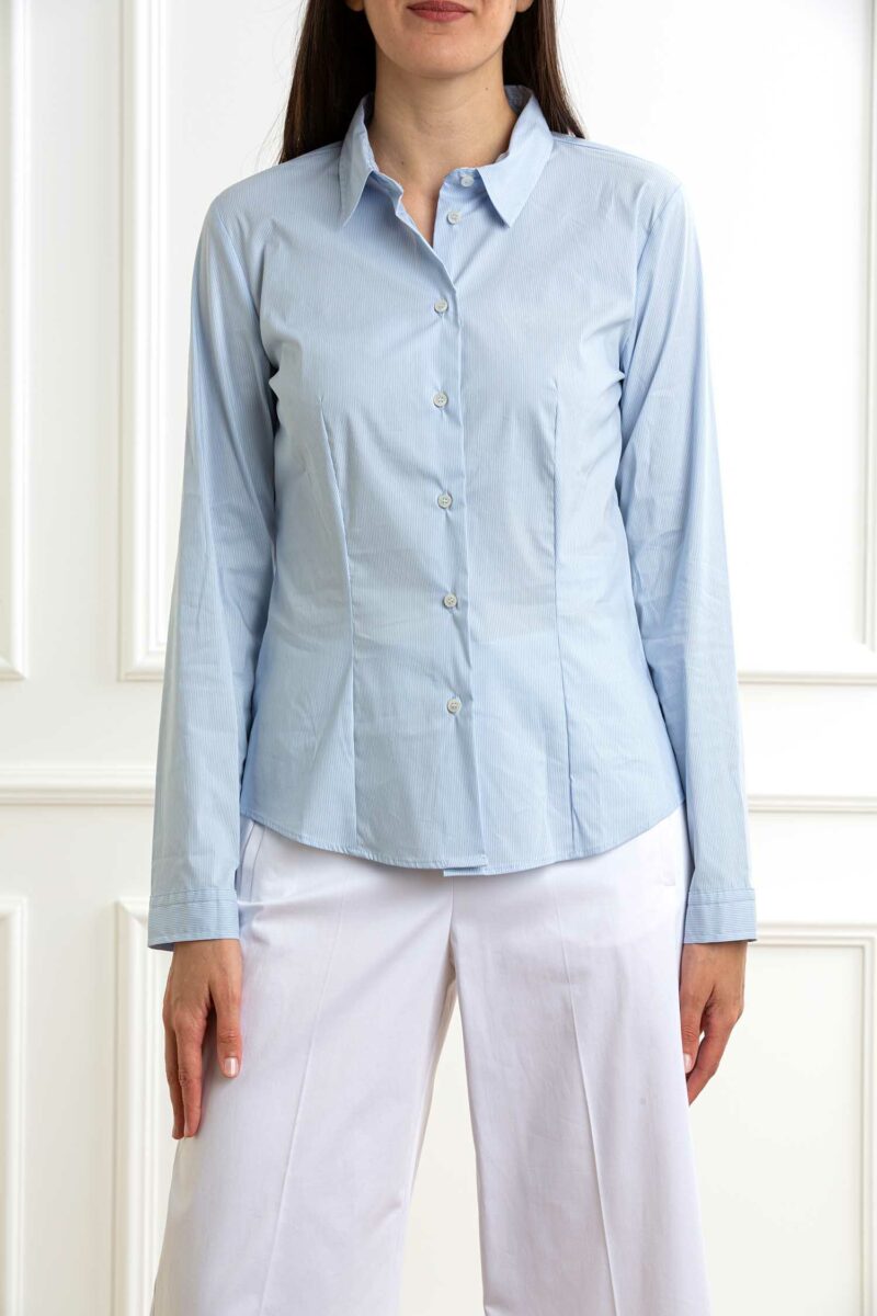 EMME MARELLA-CAMICIA POPELINE STRETCH-EMRACER AZZURRO 46