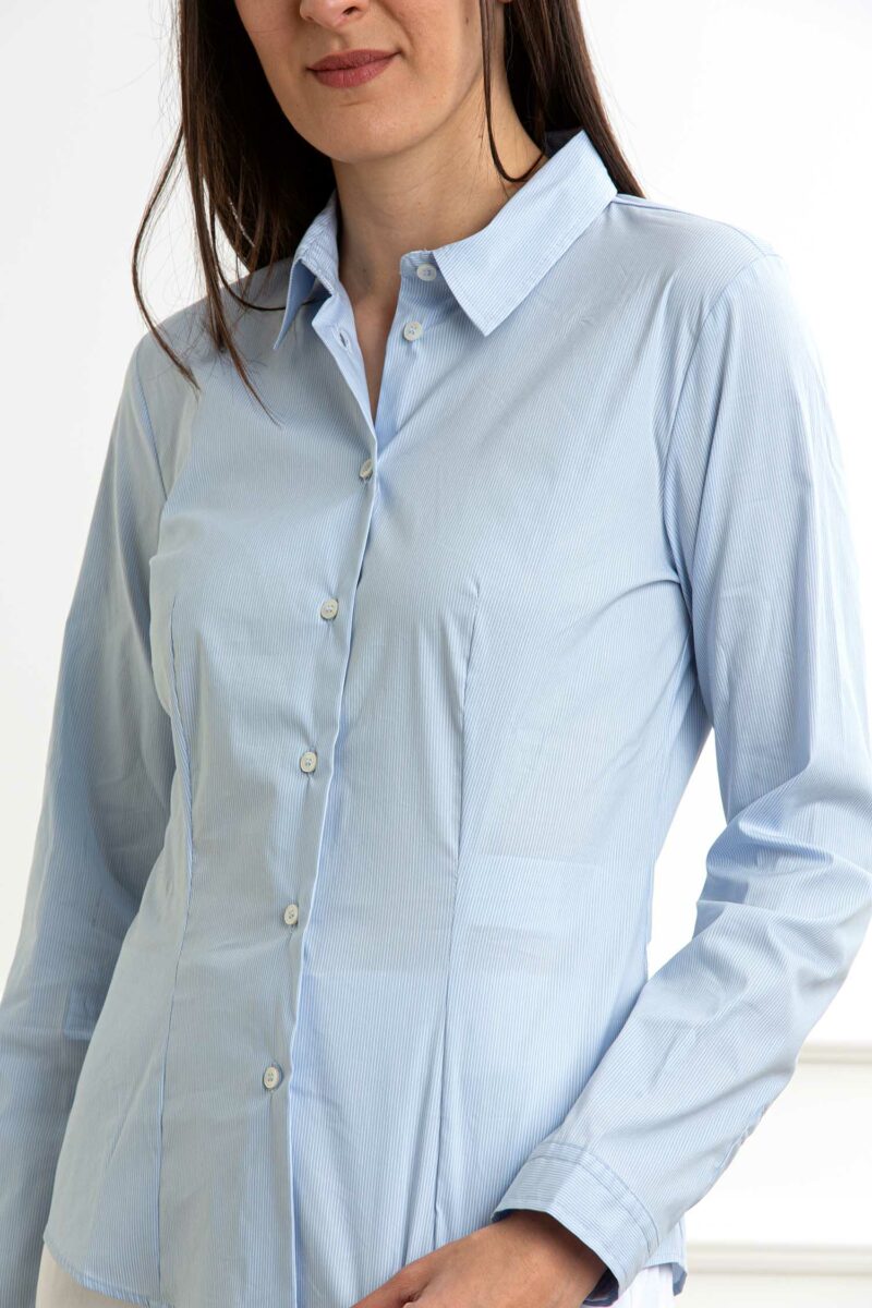 EMME MARELLA-CAMICIA POPELINE STRETCH-EMRACER AZZURRO 46