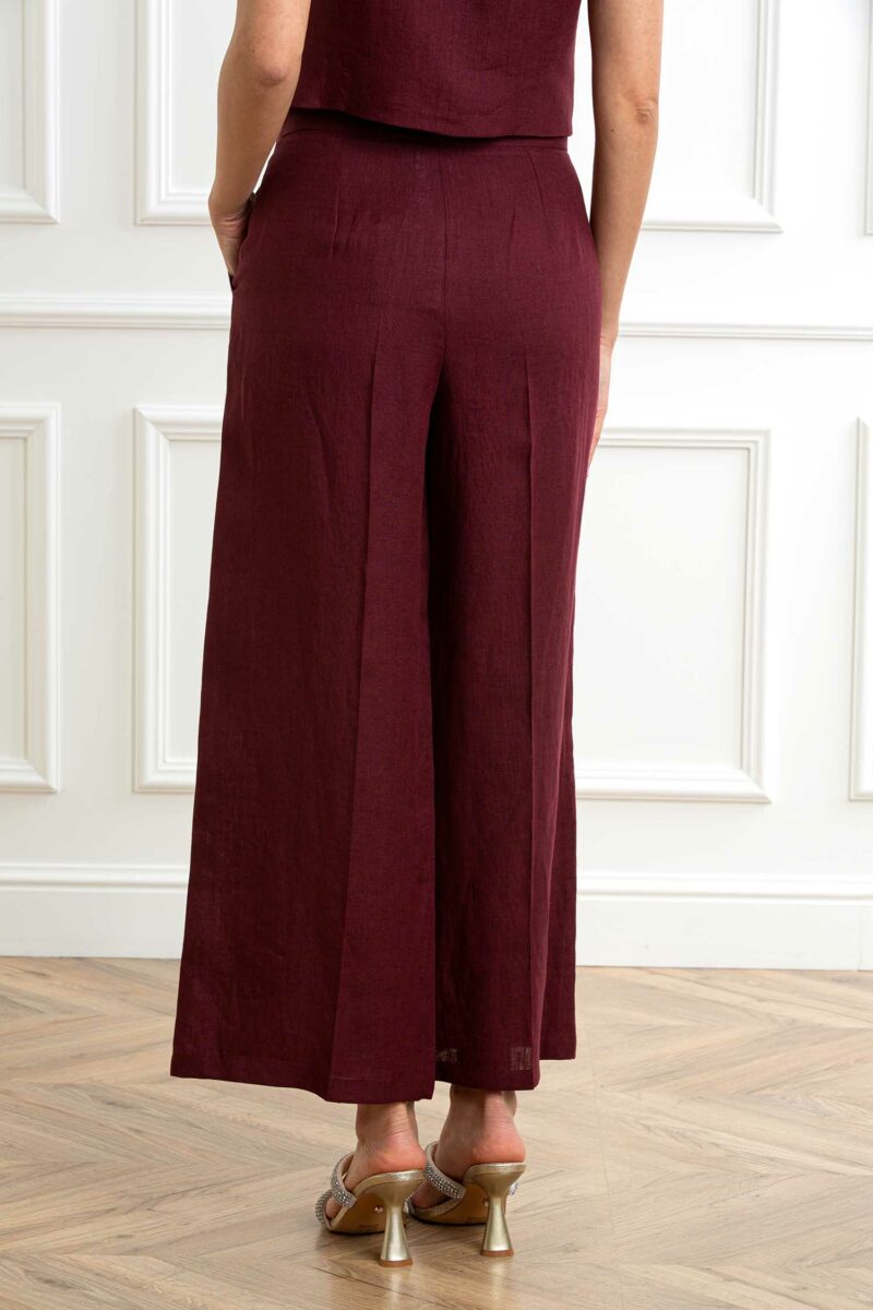 EMME MARELLA-PANTALONE LINO-EMSILVANA BORDEAUX 46