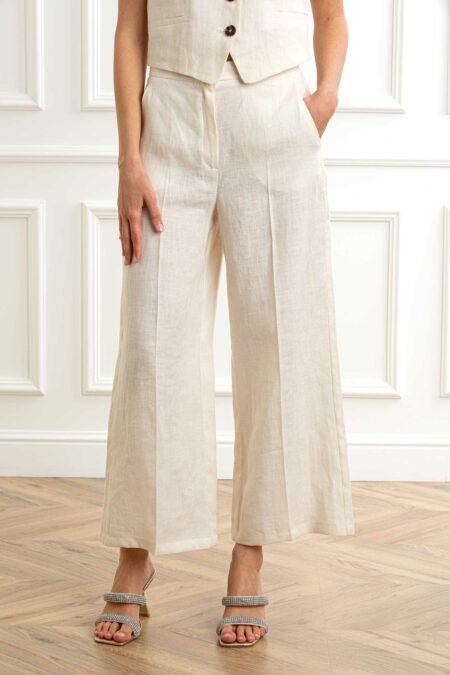 EMME MARELLA-PANTALONE LINO-EMSILVANA BURRO 44