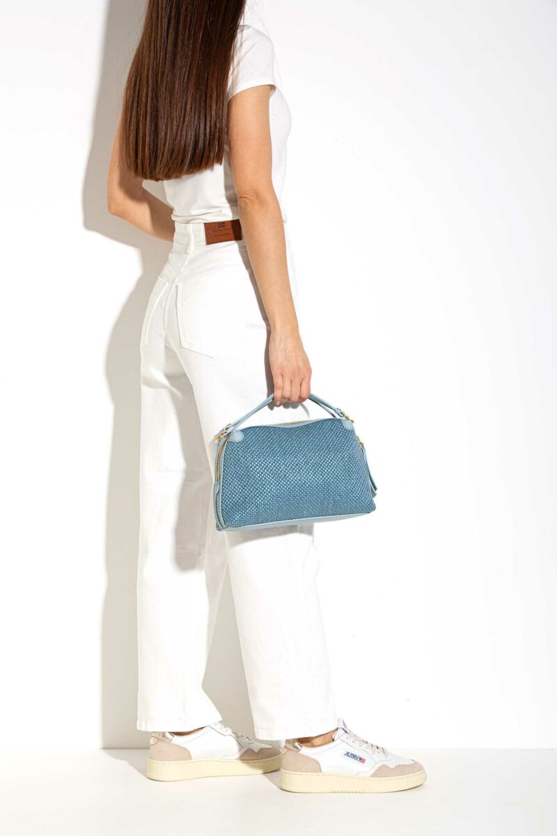GIANNI CHIARINI FIRENZE-BORSA ALIFA PELLE E TESSUTO-GCBS8788CSTTKL SKY TU