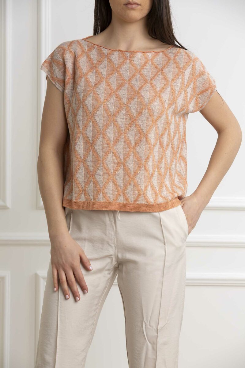 GRAN SASSO-MAGLIA MM MARINARA JACQUARD-GR5724424844 ARANCIO 42