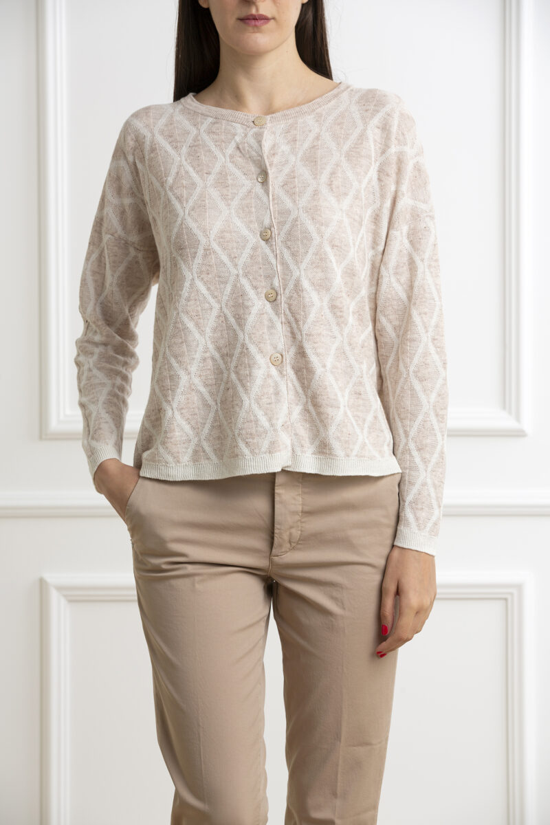 GRAN SASSO-MAGLIA BOTTONI ML JACQUARD-GR5724624846 PANNA 44