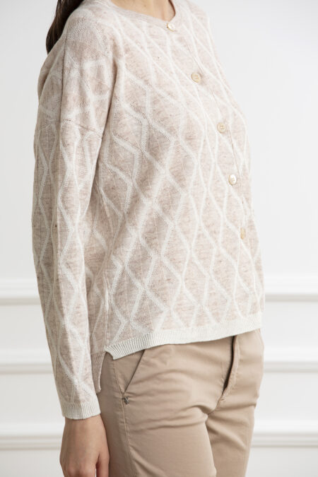 GRAN SASSO-MAGLIA BOTTONI ML JACQUARD-GR5724624846 PANNA 44