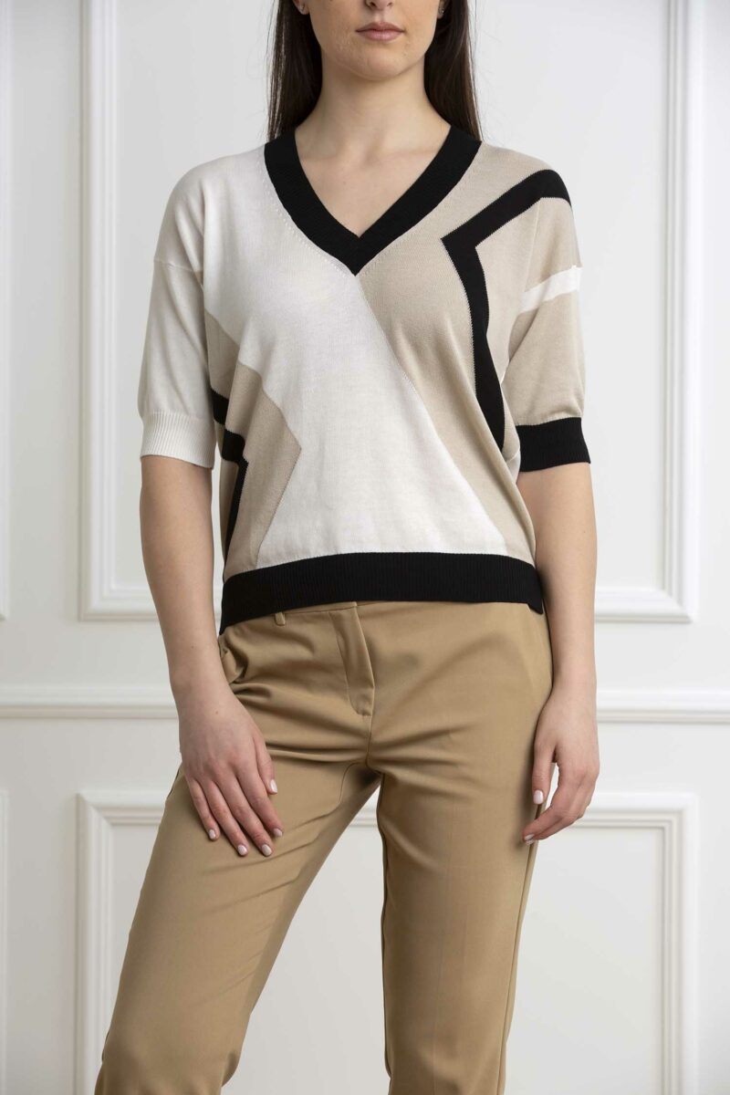 GRAN SASSO-MAGLIA ML A V INTARSIO-GR5920214055 BEIGE 42