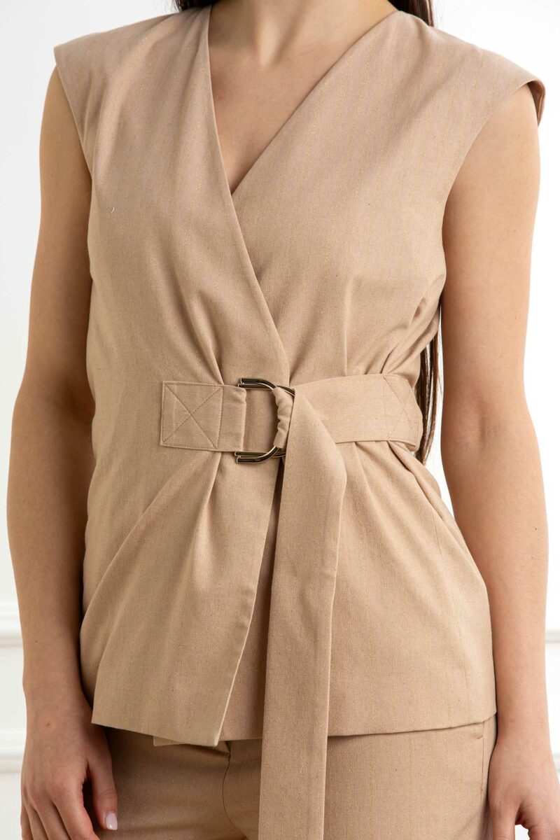 LIU JO-GILET CINTURATO-LJCA5347T1973 BEIGE 44
