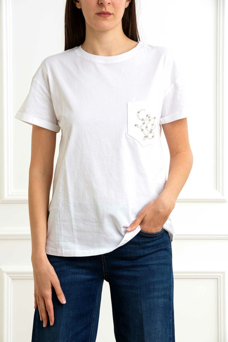 LIU JO-T-SHIRT MODA M/C-LJWA5140JS904 BIANCO XS
