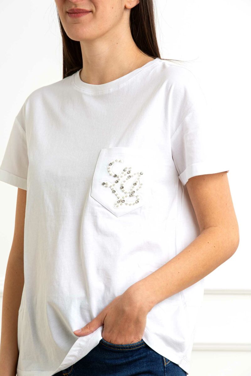 LIU JO-T-SHIRT MODA M/C-LJWA5140JS904 BIANCO XS