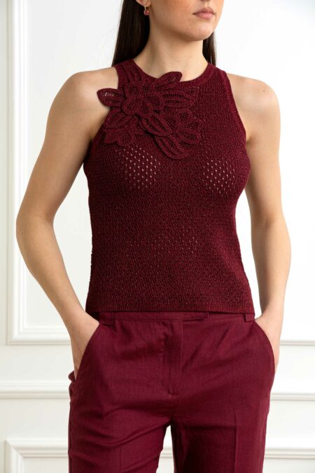 MARELLA-TOP SHINY COTTON-MAARAK1 BORDEAUX S