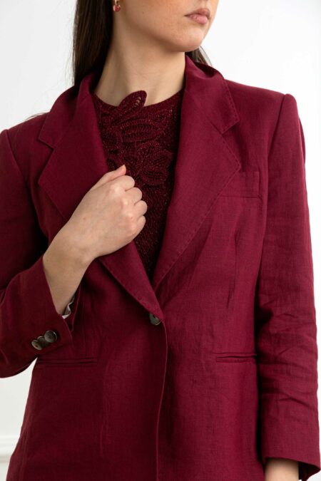 MARELLA-GIACCA TELA DI LINO-MABIELLA BORDEAUX 48