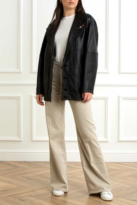 MARELLA-GIACCA IN PELLE-MABOMBER NERO 40
