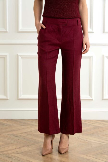 MARELLA-PANTALONE LINO FLARE-MAFALCO BORDEAUX 46