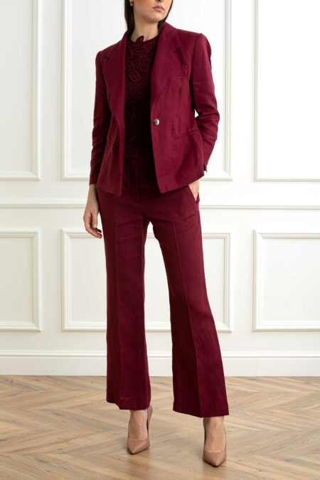 MARELLA-PANTALONE LINO FLARE-MAFALCO BORDEAUX 46
