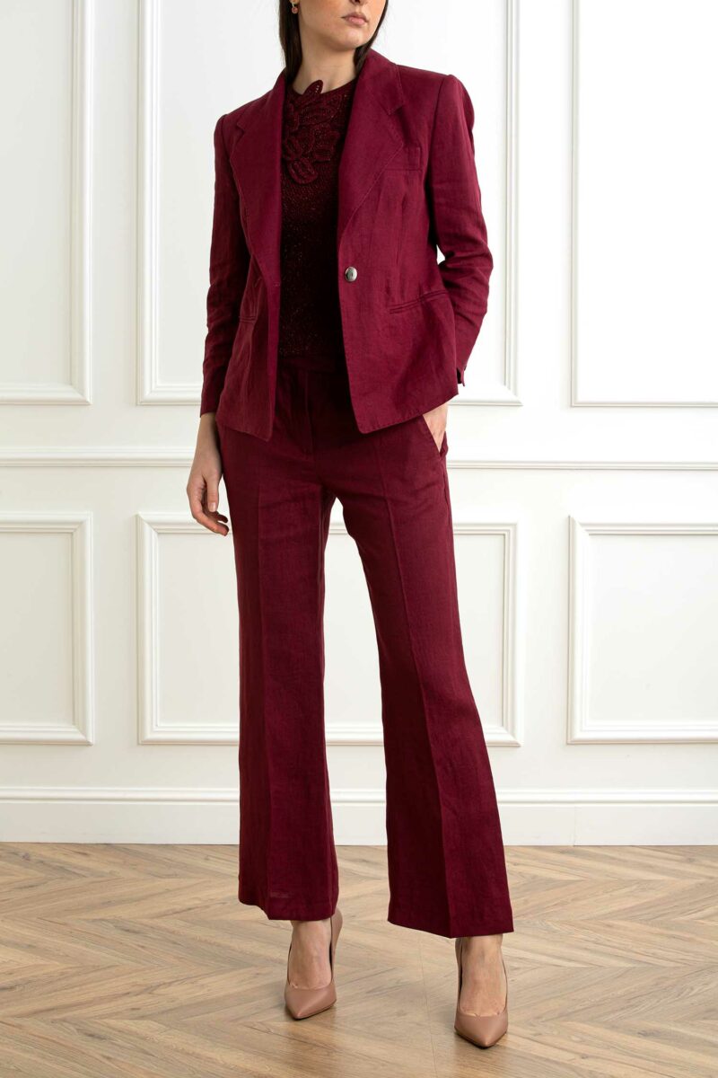 MARELLA-PANTALONE LINO FLARE-MAFALCO BORDEAUX 46