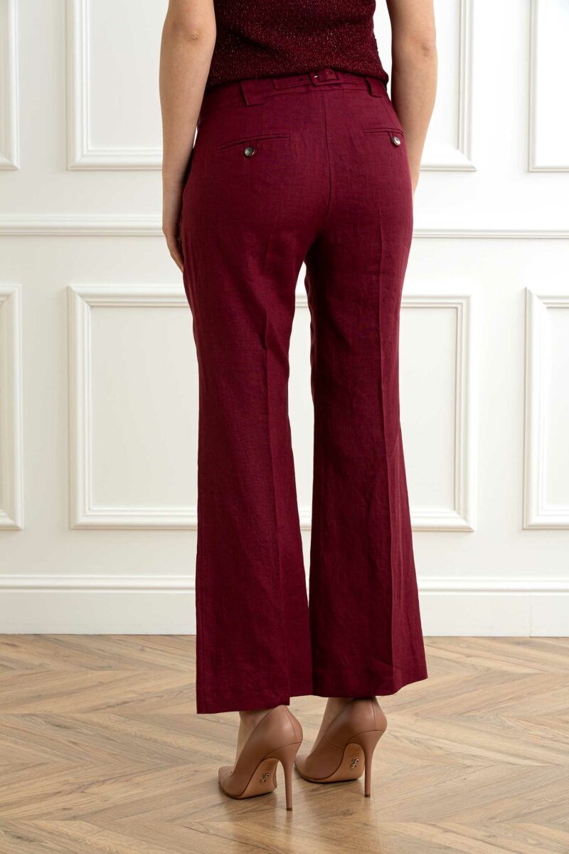 MARELLA-PANTALONE LINO FLARE-MAFALCO BORDEAUX 46