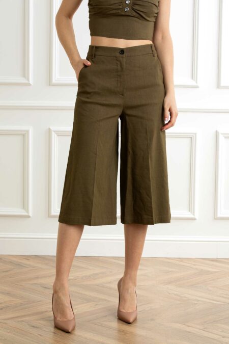 PINKO-BERMUDA LINO-PKRACCONTAMI OLIVA 42