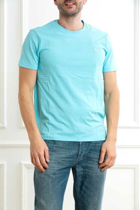 RALPH LAUREN-T-SHIRT M/M JERSEY-RL671438P5 AQUABLUE XL