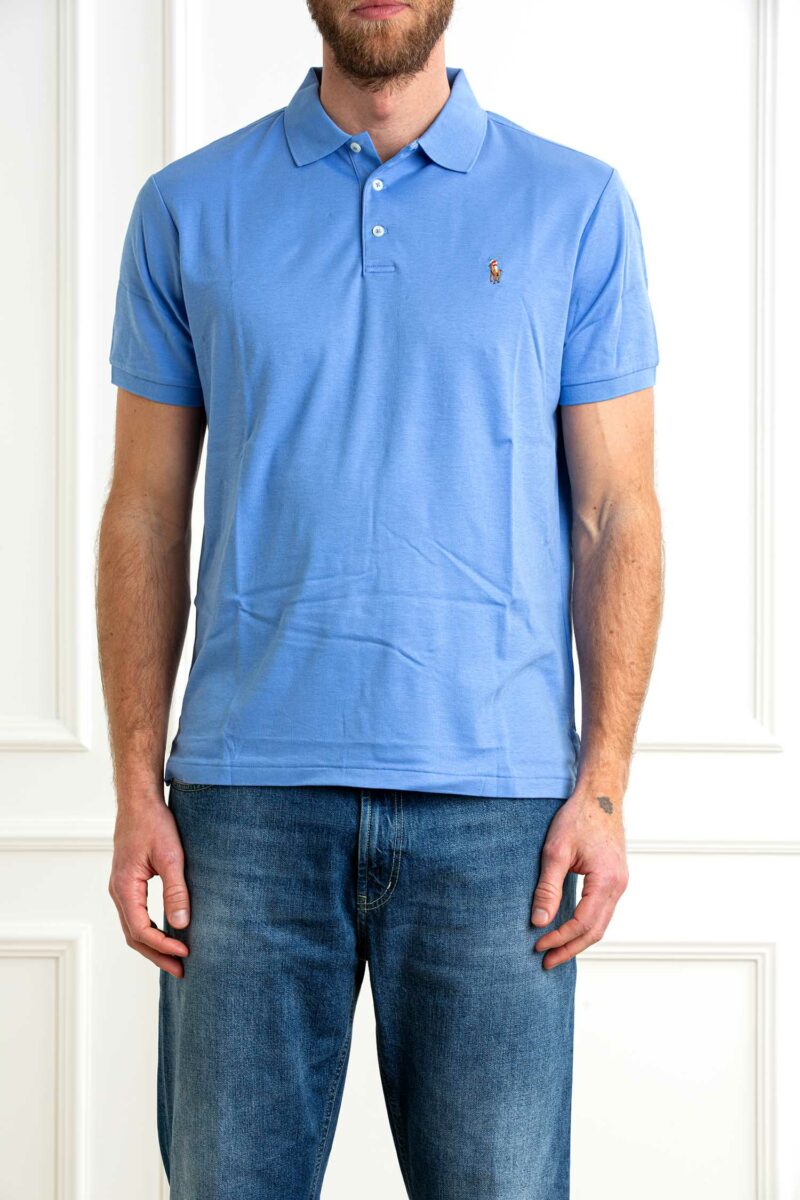 RALPH LAUREN-POLO M/M SLIM FIT SOFT COTTON-RL704319P5 AZZURRO XL
