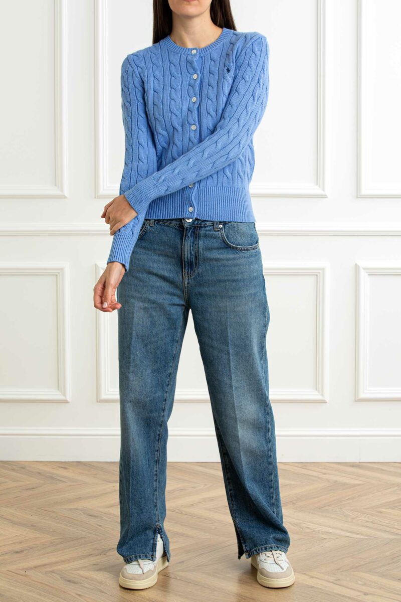 RALPH LAUREN-CARDIGAN TRECCE-RL891643P5 AZZURRO S