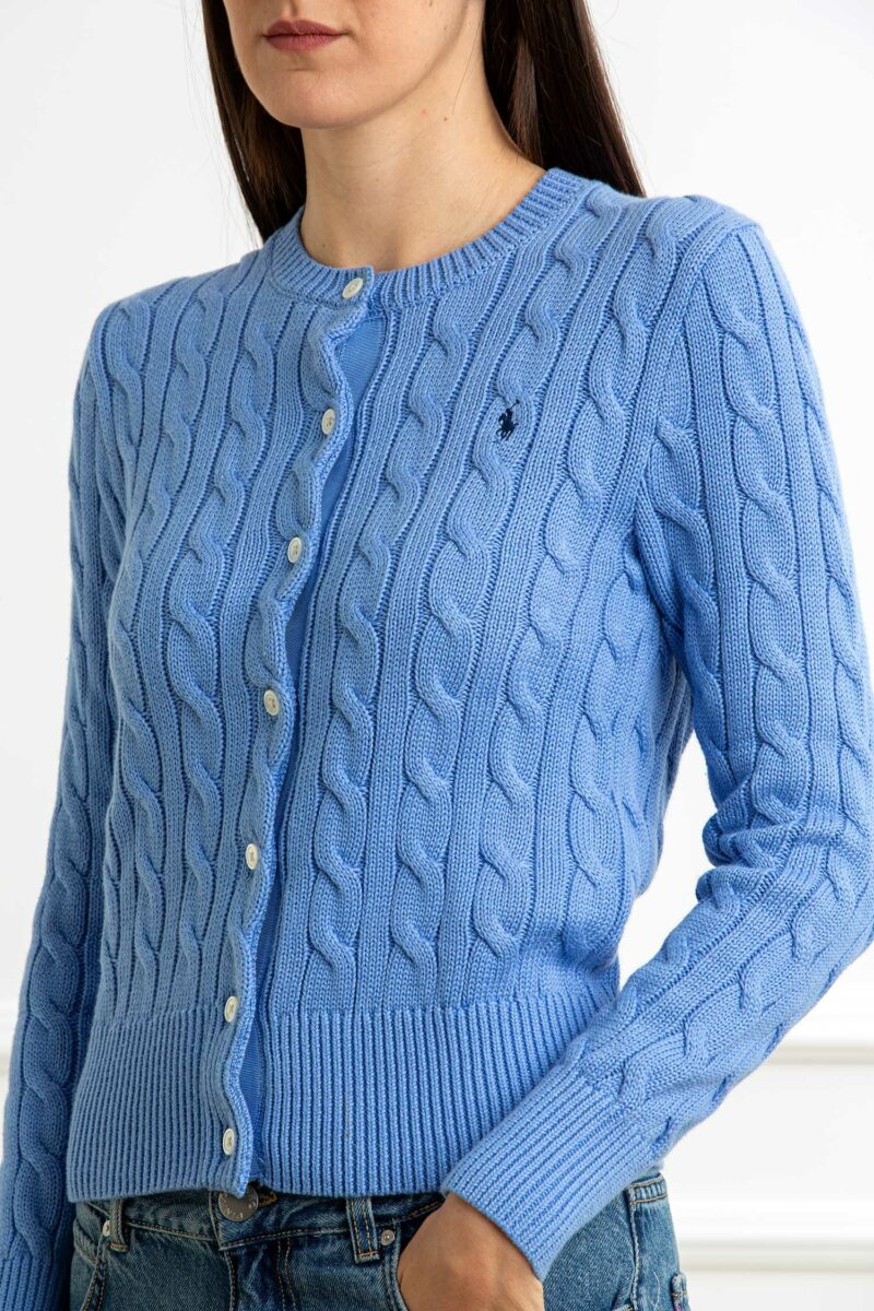 RALPH LAUREN-CARDIGAN TRECCE-RL891643P5 AZZURRO S