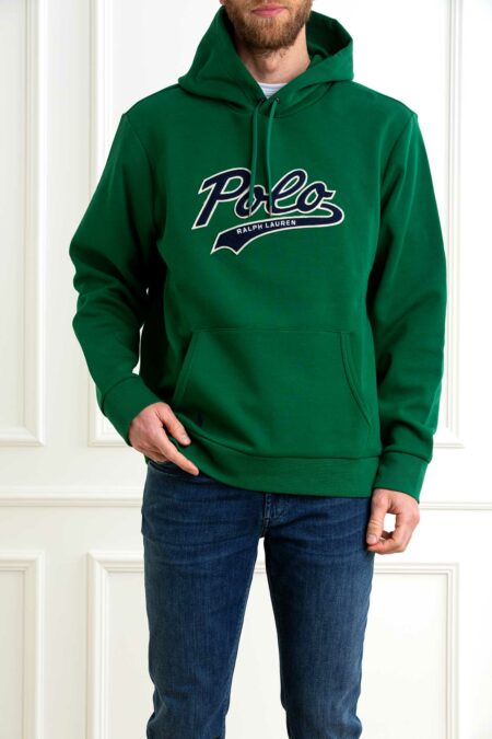 RALPH LAUREN-FELPA CON CAPPUCCIO CON SCRITTA-RL964476 GREEN XL