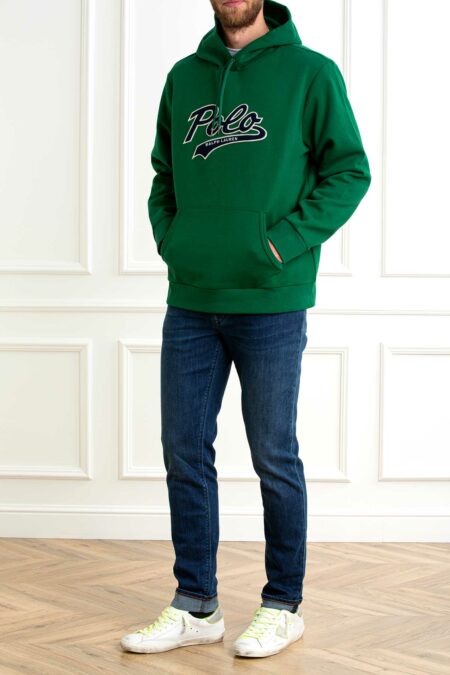 RALPH LAUREN-FELPA CON CAPPUCCIO CON SCRITTA-RL964476 GREEN XL