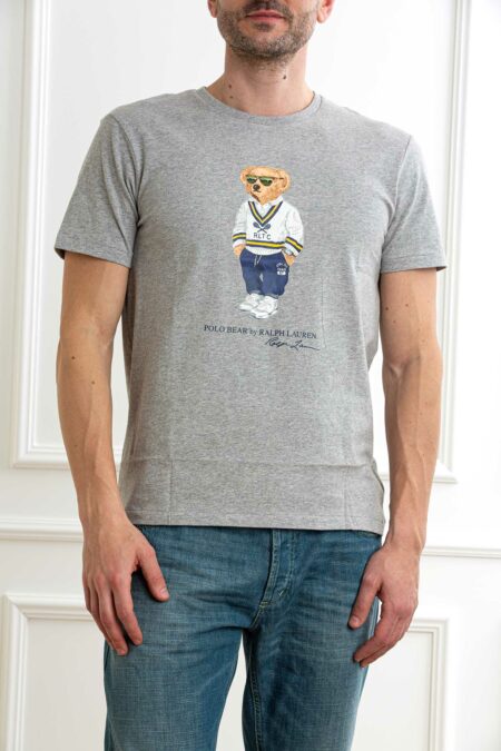 RALPH LAUREN-T-SHIRT M/M CON ORSETTO-RL973137 GRIGIO XL