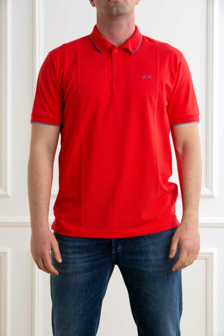 SUN68-POLO SMALL STRIPES ON COLLAR-SNA35110 ROSSO XXL