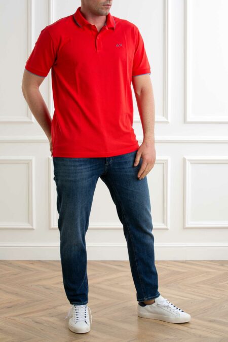 SUN68-POLO SMALL STRIPES ON COLLAR-SNA35110 ROSSO XXL