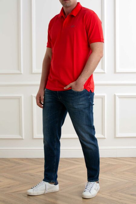 SUN68-POLO PRINT UNDER COLLAR S/S-SNA35115 ROSSO XXL
