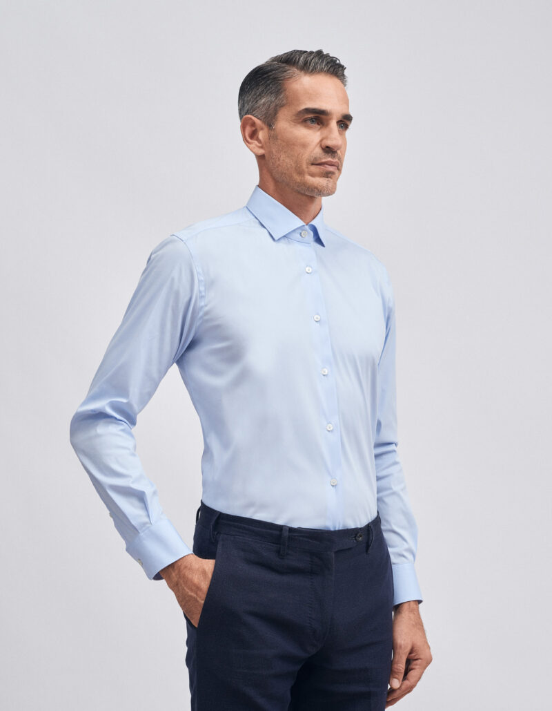 XACUS-CAMICIA SLIM STRETCH T.U.-XA16125658CC AZZ 45