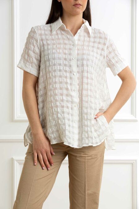 XACUS-CAMICIA MEZZA MANICA LAVORATA-XA854147ANGY BIANCO 46