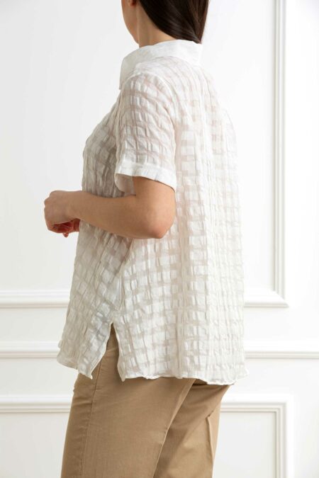 XACUS-CAMICIA MEZZA MANICA LAVORATA-XA854147ANGY BIANCO 46