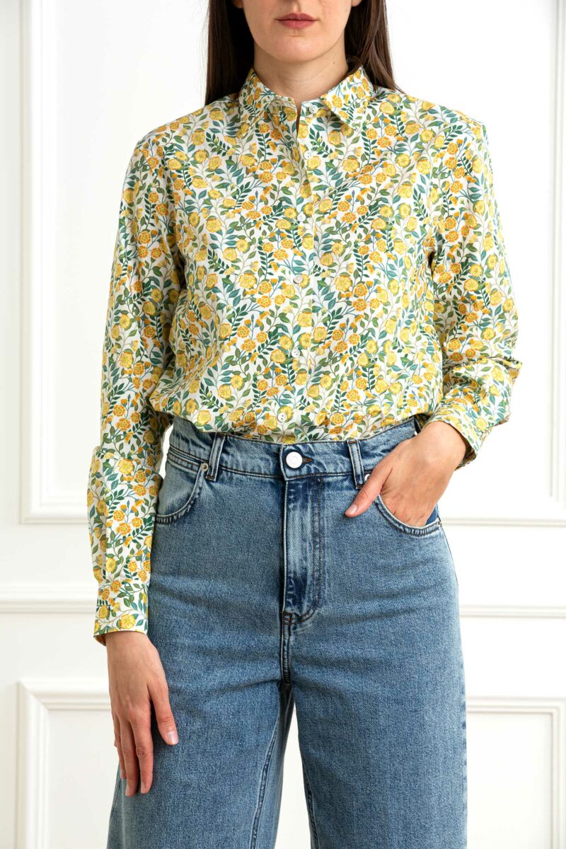XACUS-CAMICIA FANTASIA FIORI-XA85572MARTA GIALLO 46