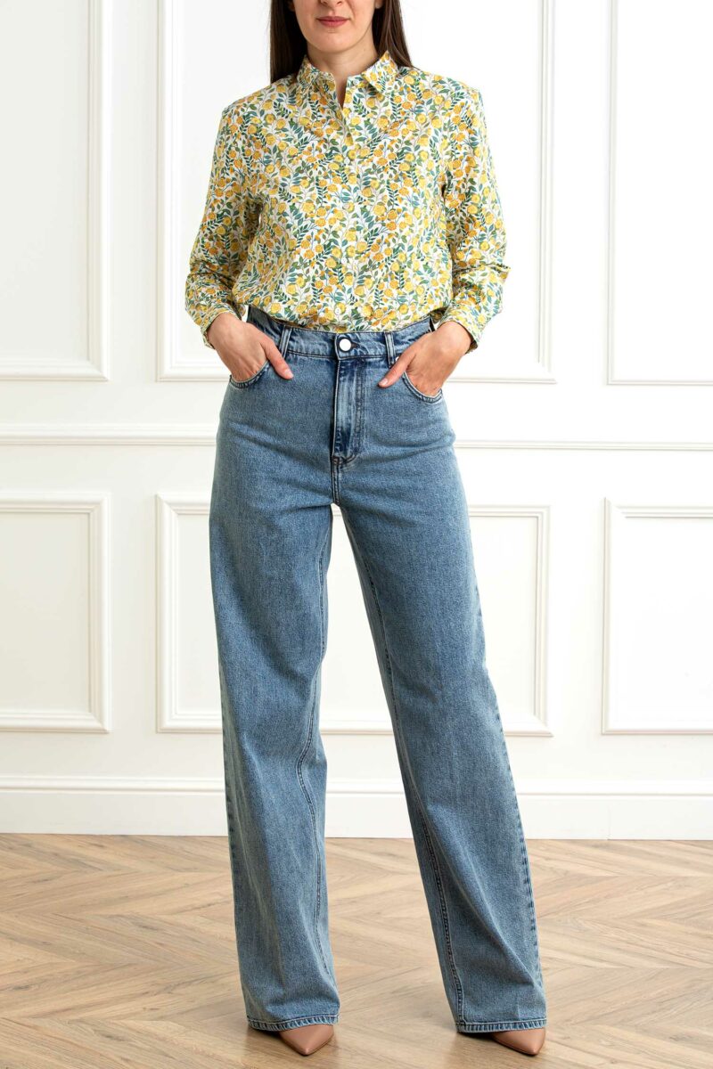 XACUS-CAMICIA FANTASIA FIORI-XA85572MARTA GIALLO 46