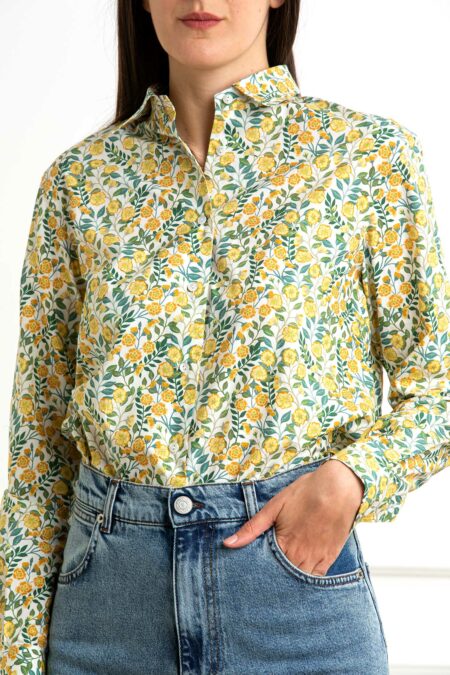 XACUS-CAMICIA FANTASIA FIORI-XA85572MARTA GIALLO 46