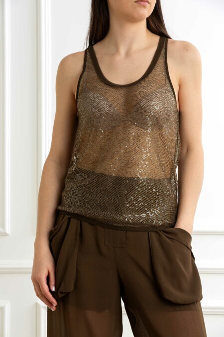PINKO-CANOTTIERA RETE-PKWAITING OLIVA XS