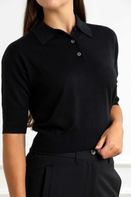 ALPHA-POLO M/GOMITO DETTAGLIO-AP7852B52A NERO 44