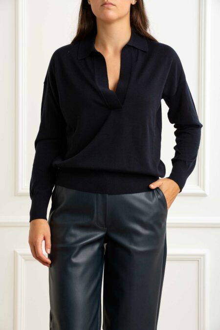 ALPHA-POLO V M/L 100% MERINOS-APFE7812B52A NOTTE 40