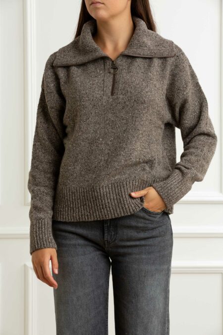 BARBOUR-MAGLIA LAVENSDALE HALF ZIP JUMPER DONNA-BBLKN1579LKN MINK 42