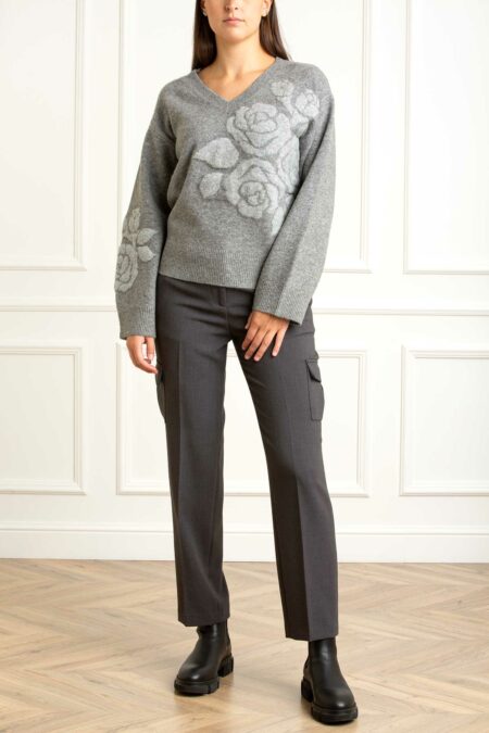 BLUGIRL-MAGLIA INTARSIO GOFFRATO-BGRF5155MA870 GRIGIOMEL XS