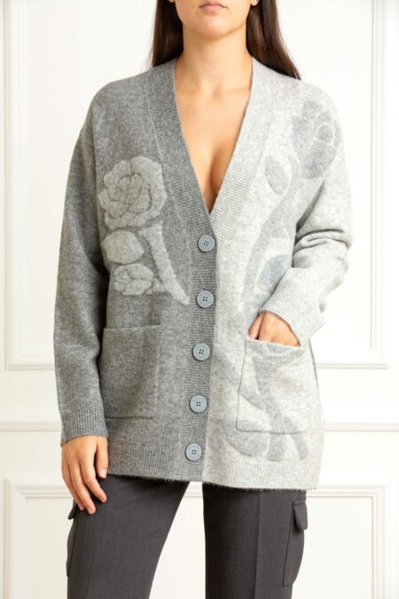 BLUGIRL-MAGLIA CARDIGAN INT.GOFFRATO-BGRF5156MA870 GRIGIOMEL XS