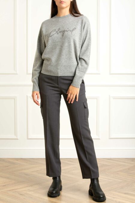 BLUGIRL-MAGLIA BASICA MISTO CACHEMIRE-BGRF5246MA38R GRIGIOMEL XS