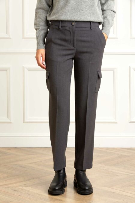 BLUGIRL-PANT CARGO WOOL CADY STR-BGRF5282T3190 ANTRACITE 44
