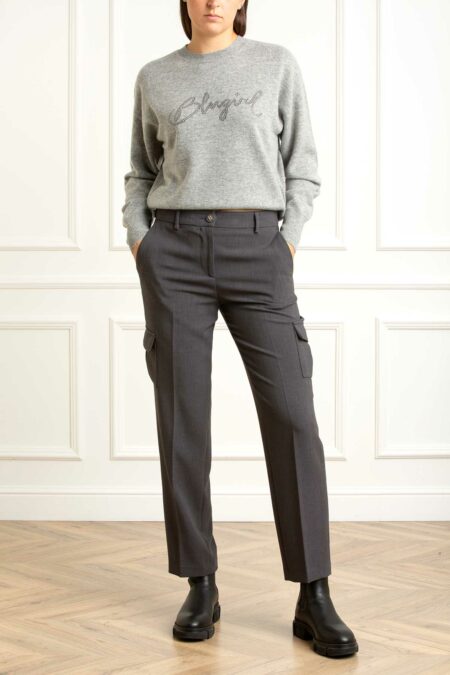 BLUGIRL-PANT CARGO WOOL CADY STR-BGRF5282T3190 ANTRACITE 44