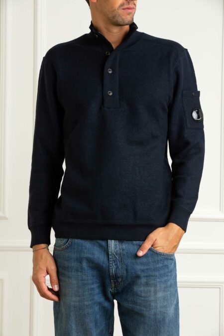 CP COMPANY-MAGLIA POLO COLLAR IN MERINO WOOL FELTED-CP19CMKN199A110468A ECLIPSE XL