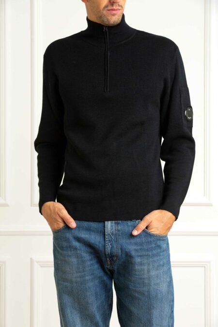 CP COMPANY-MAGLIA POLO COLLAR IN RE-WOOL-CP19CMKN201A006595A BLACK XL